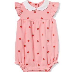 NWT Janie and Jack strawberry baby romper 12-18m
